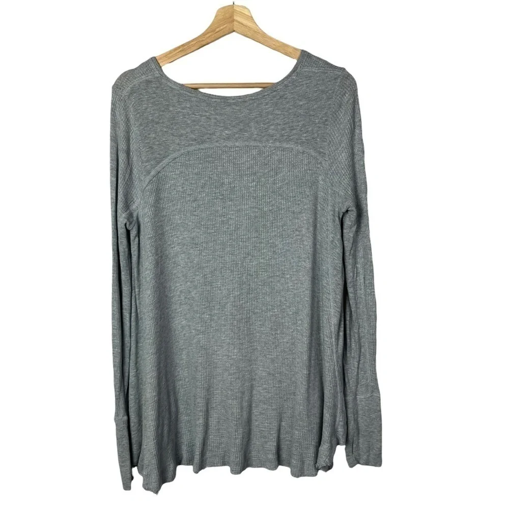 Free People We‎ the Free Light Gray Malibu Thermal Long Sleeve XS